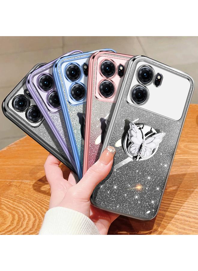 اس-توب جراب لهاتف OPPO K10، جراب هاتف TPU بحامل على شكل فراشة بلون متدرج لامع - Image 2