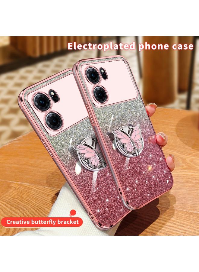 اس-توب جراب لهاتف OPPO K10، جراب هاتف TPU بحامل على شكل فراشة بلون متدرج لامع - Image 3