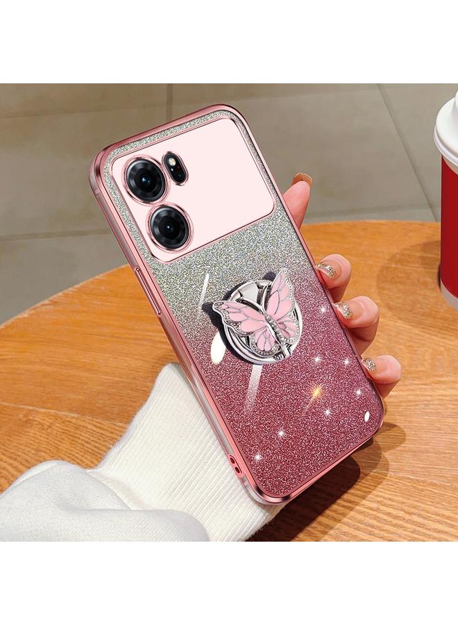 اس-توب جراب لهاتف OPPO K10، جراب هاتف TPU بحامل على شكل فراشة بلون متدرج لامع - Image 1