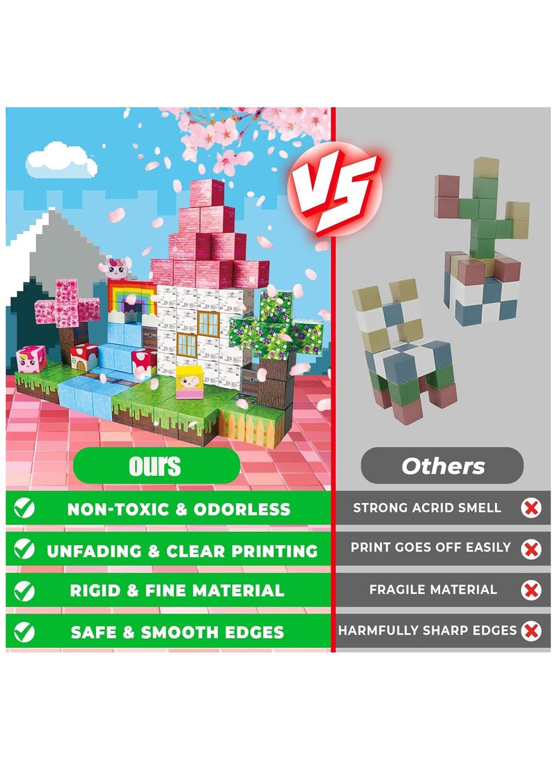 100PCS Magnetic Blocks-Build Mine Magnet World Set for Boys & Girls Age 3-5 6-8, STEM Sensory Toys for Toddlers Gifts for 3+ Years Old Girls Boys,2cm Magnet Cubes Classroom Must Haves Construction Toys - Image 4