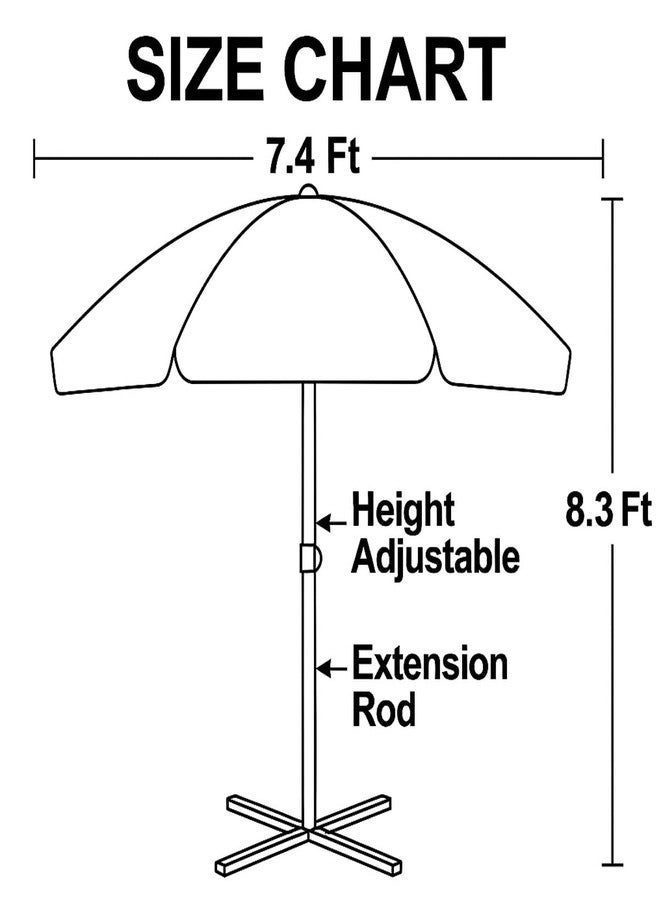 RAINPOPSON Outdoor Garden Umbrella With Stand Big Size Patio Garden Umbrella (Red, White) 8Ft - Image 5