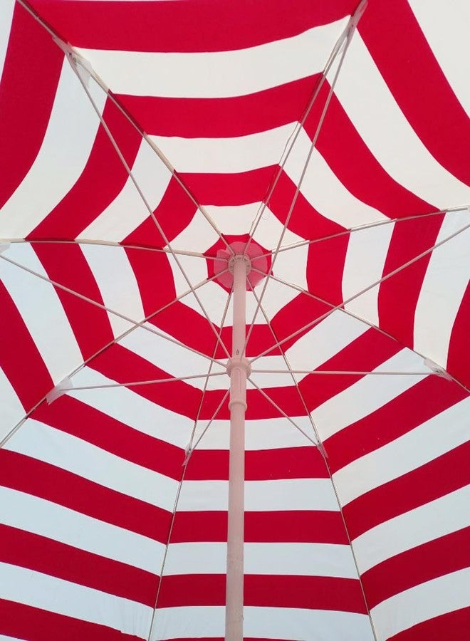 RAINPOPSON Outdoor Garden Umbrella With Stand Big Size Patio Garden Umbrella (Red, White) 8Ft - Image 3