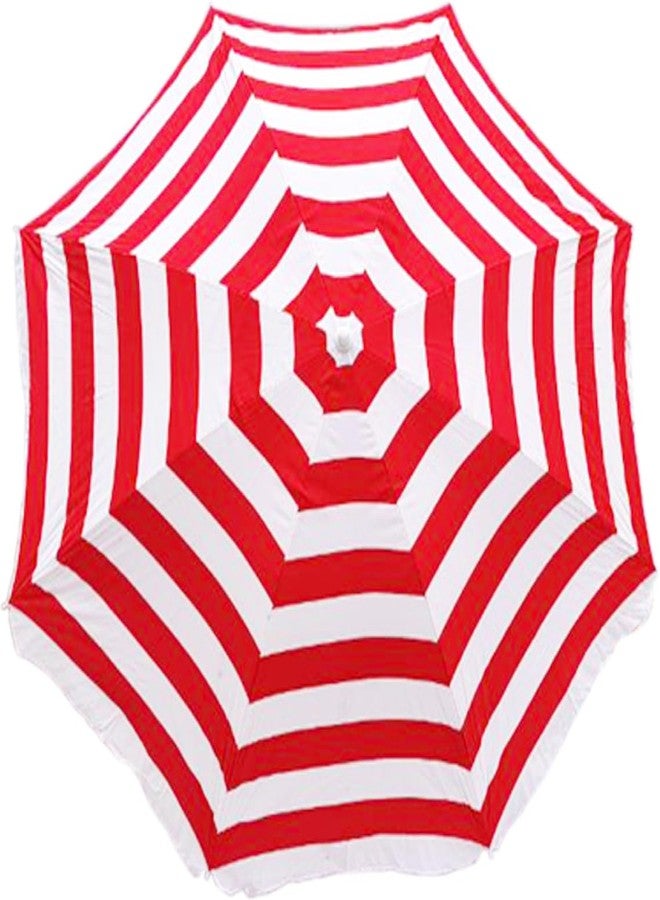 RAINPOPSON Outdoor Garden Umbrella With Stand Big Size Patio Garden Umbrella (Red, White) 8Ft - Image 2