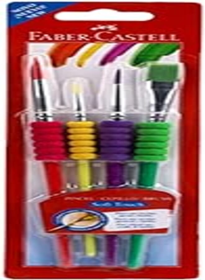 Faber-Castell Soft Grip Paint Brush Set - Kids Paint Brushes - 4 Assorted Paintbrushes for Watercolor and Tempera Paint (F181600)