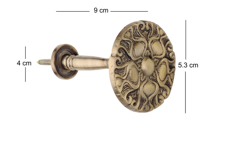 Chitra Window 4 Pcs Curtain Holdback for Curtains Wall Mounted Metal Drapery Hook for Door Window Treatment- Zoria (Antique Brass) - Image 3