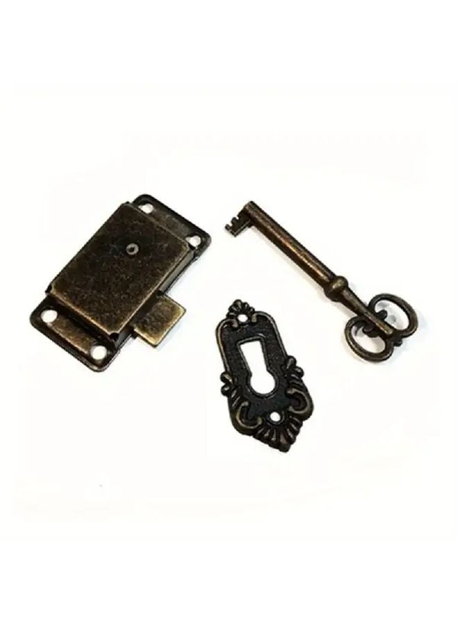 Antique Iron Door Lock Red Bronze Vintage Wood Box Cabinet Wardrobe Furniture Hardware - Image 3