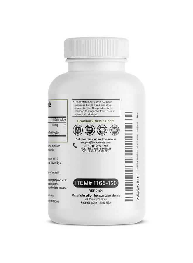 Bronson Korean Panax Ginseng Supports Energy, Endurance & Vitality + Memory and Mental Performance, 120 Capsules - Image 5