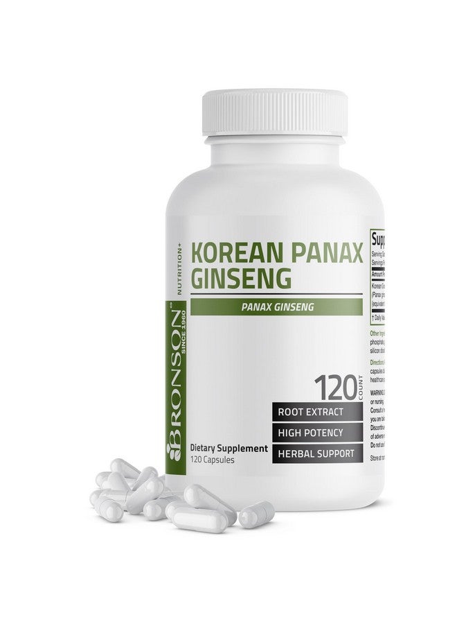 Bronson Korean Panax Ginseng Supports Energy, Endurance & Vitality + Memory and Mental Performance, 120 Capsules - Image 1