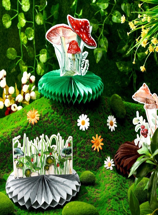 Demissle 9 Pcs Mushroom Party Decorations Honeycomb Centerpieces Mushroom Theme Table Topper Vintage Wonderland Party Decors for Baby Shower Easter Christmas Birthday Party Supplies - Image 5
