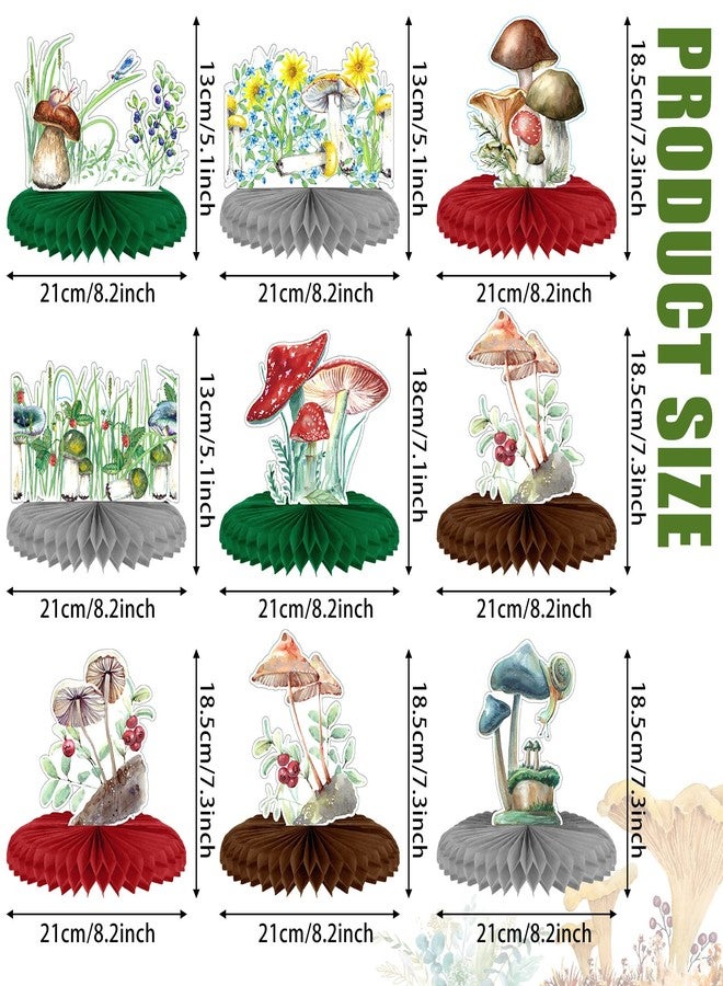 Demissle 9 Pcs Mushroom Party Decorations Honeycomb Centerpieces Mushroom Theme Table Topper Vintage Wonderland Party Decors for Baby Shower Easter Christmas Birthday Party Supplies - Image 3