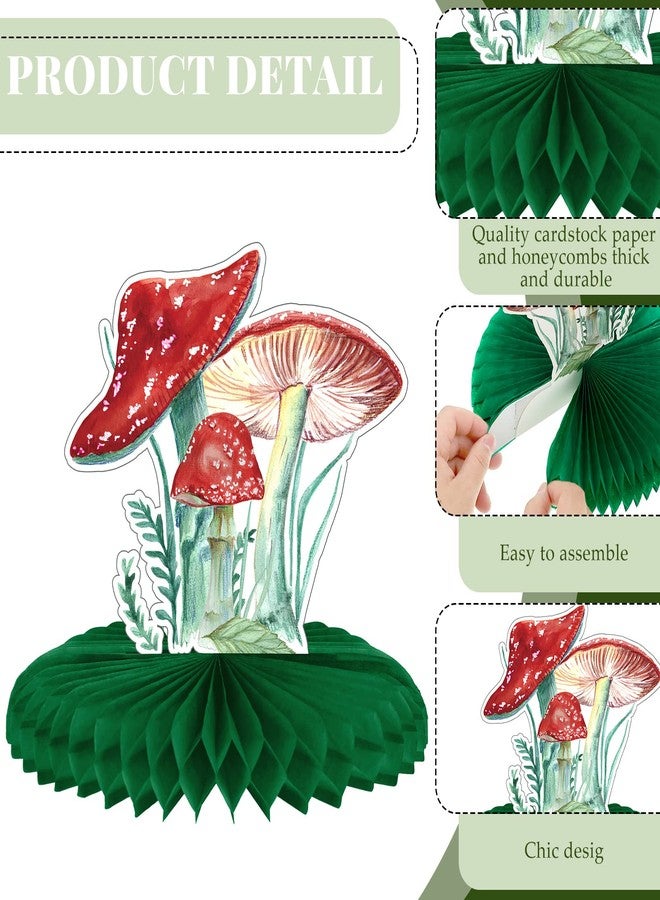 Demissle 9 Pcs Mushroom Party Decorations Honeycomb Centerpieces Mushroom Theme Table Topper Vintage Wonderland Party Decors for Baby Shower Easter Christmas Birthday Party Supplies - Image 2