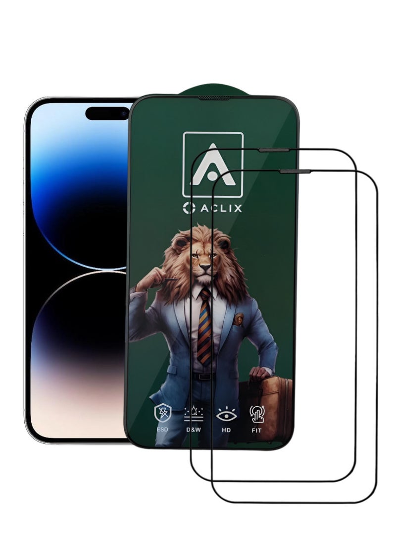 ACLIX 2 Pieces Antistatic ESD Dustproof Premium Quality High Definition Tempered Glass Screen Protector Designed For  iPhone 14 Pro Max - Image 1