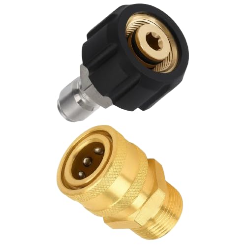 JPT Heavy-Duty Pressure Washer Adapter Set — Solid Brass M22-15mm ⇄ 3/8" Quick-Connect (Male & Female Swivel) | 5000 PSI, Leak-Proof, Corrosion-Resistant Hose & Gun Connector - Image 1