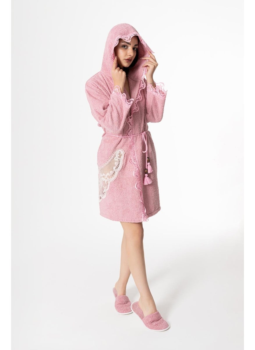 Ender Home Flora Nightgown Bathrobe Set 5 Pieces Lace Dowry Women's Bathrobe  - Image 5