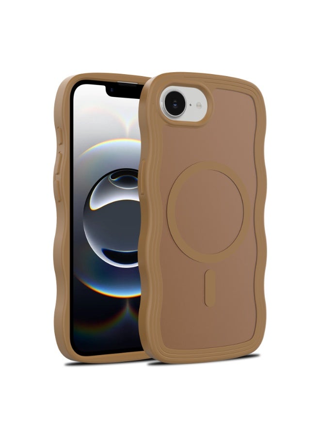 NIBEMINENT Rippled Edge Protection Case With Magsafe For iPhone 14, Coffee