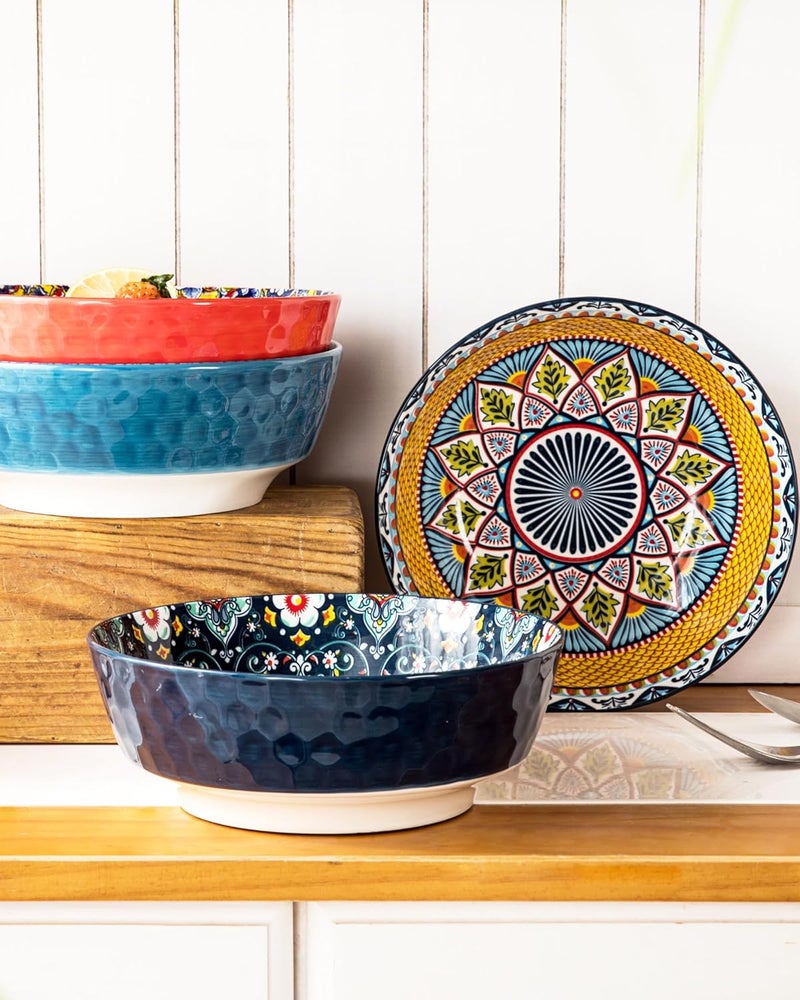 HENXFEN LEAD Large Salad Bowl Sets for Serving Soup Ramen Pasta Fruit Snacks  48 Oz Big Ceramic Bowls for Family Kitchen Cooking Dinner Party  Set of 2 - Image 4