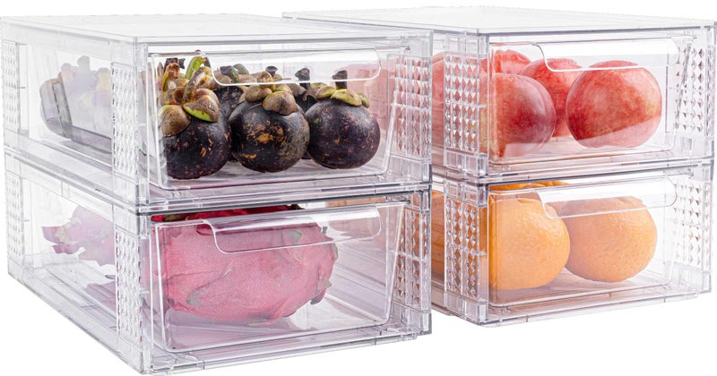 Zero Zoo 4 Pack Clear Stackable Storage Drawers, 3.95" H Easily Assemble Acrylic Organizer Bins - Multi-Use for Make up, Closet, Pantry, Bathroom, Medicine, Kitchen Cabinet & Undersink Organization - Image 5
