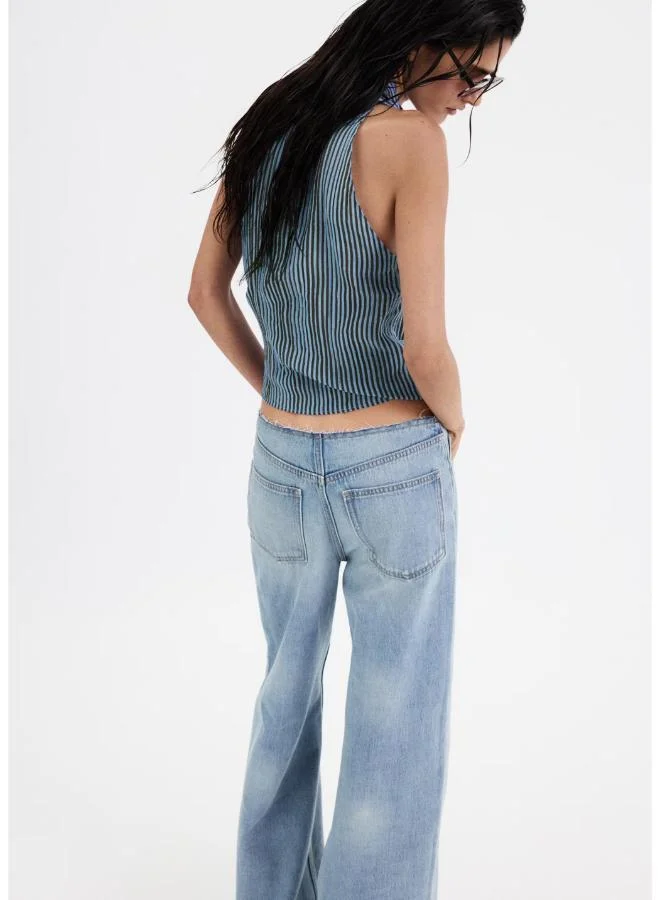 مانجو Striped Wrap Blouse With Bow