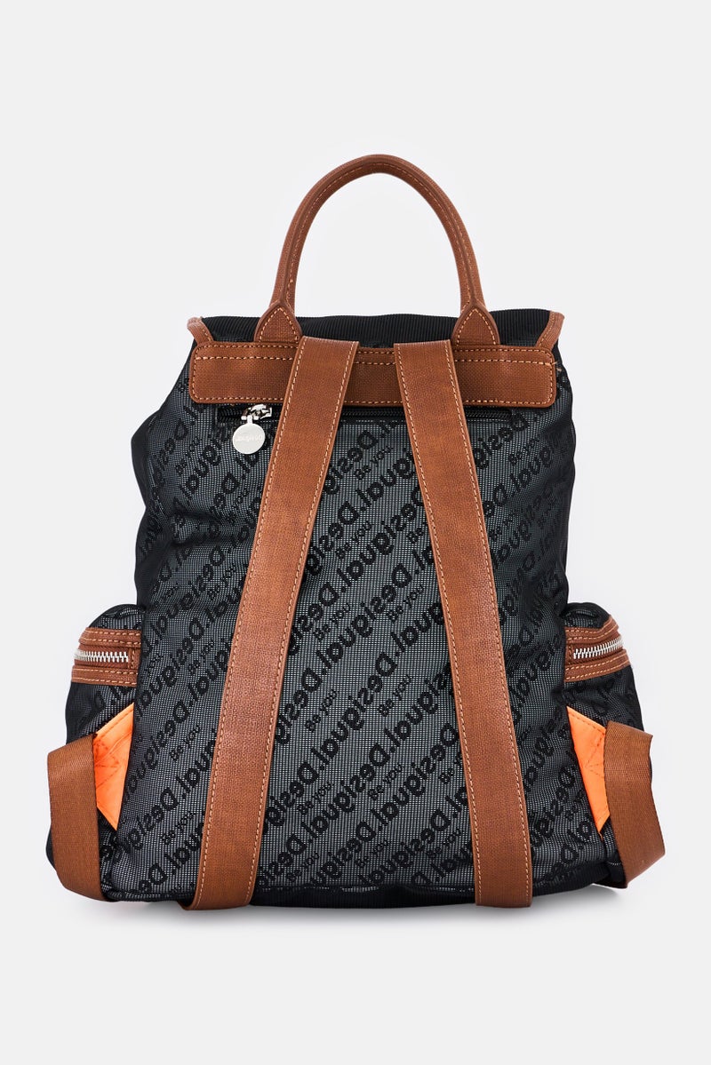 DESIGUAL حقيبة ظهر نسائية بشعار العلامة التجارية، سوداء - Image 3