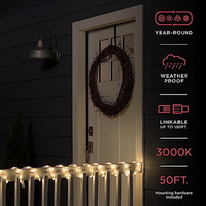 UltraPro LED Rope Lights, 50ft Classic Clear Rope, Warm White Light 3000K, Indoor/Outdoor, Flexible, Linkable, Durable, Rope Lights Outdoor, 54505 - Image 5