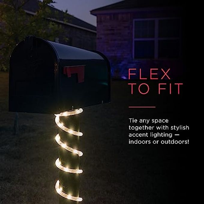 UltraPro LED Rope Lights, 50ft Classic Clear Rope, Warm White Light 3000K, Indoor/Outdoor, Flexible, Linkable, Durable, Rope Lights Outdoor, 54505 - Image 3