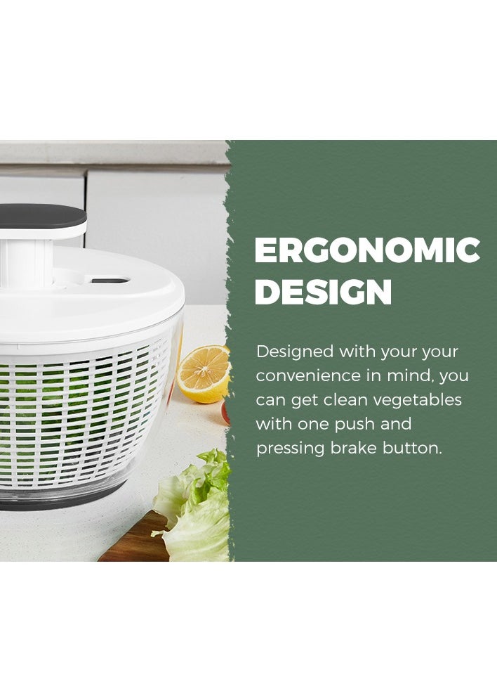 Generic - Salad Spinner Large 6L, Manual Lettuce Spinner for Vegetable Prepping, One-Handed Pump Fruit Spinner, Quick Drying Salad Leaves with Bowl and Colander - Image 1