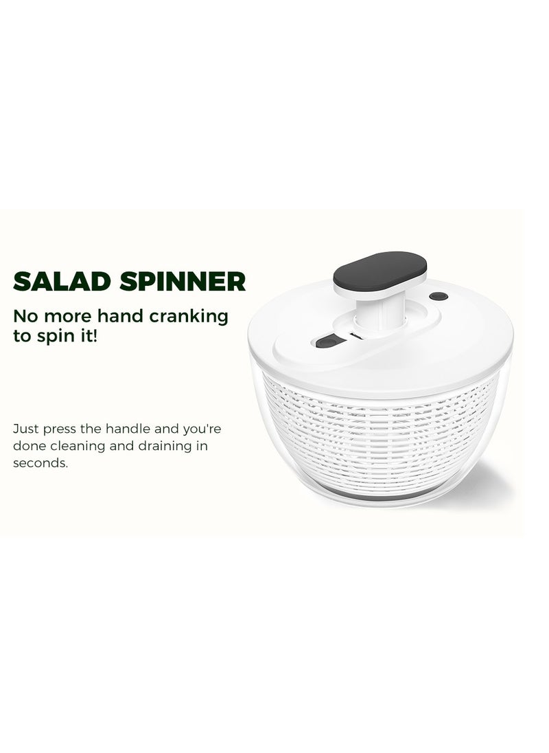 Generic - Salad Spinner Large 6L, Manual Lettuce Spinner for Vegetable Prepping, One-Handed Pump Fruit Spinner, Quick Drying Salad Leaves with Bowl and Colander - Image 1