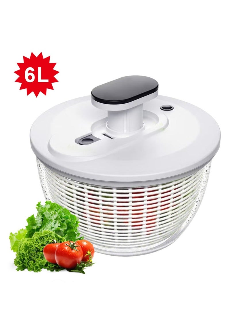مجفف خضار سلطة كبير 6 لتر، مجفف خس يدوي لتحضير الخضار، مجفف فواكه بمضخة بيد واحدة، أوراق سلطة سريعة التجفيف مع وعاء ومصفاة - Image 1