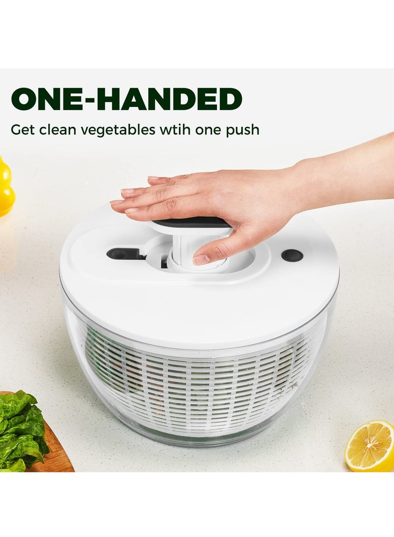 مجفف خضار سلطة كبير 6 لتر، مجفف خس يدوي لتحضير الخضار، مجفف فواكه بمضخة بيد واحدة، أوراق سلطة سريعة التجفيف مع وعاء ومصفاة - Image 4
