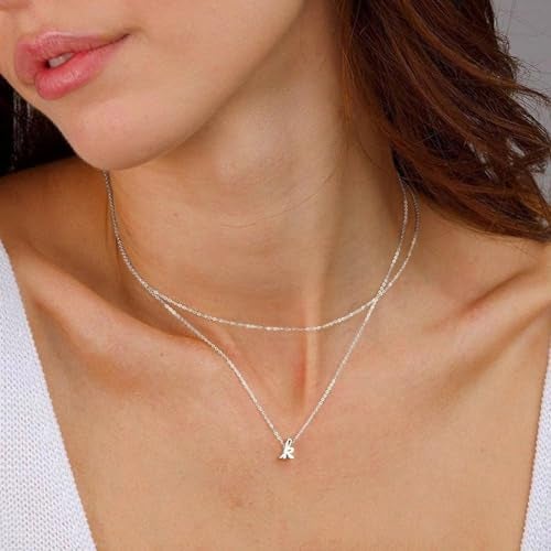 Yoosteel Silver Initial Necklaces for Women Trendy, Dainty 14K White Gold Plated Layered Initial Necklaces Letter S Pendant Necklace Jewelry for Women Personalized Birthday Gifts - Image 3