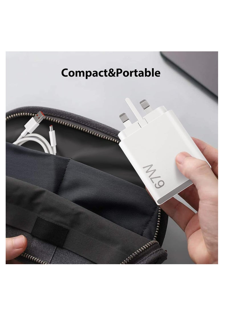 67W Fast Charger Travel UK Plug Adapter for Xiaomi Mi 15 14T 14 13 13T 12 12t 12s Pro Lite Redmi Note 14 13 Pro 12 11 10 9 K80 K70 K60 K50 11 11s Plus 11t Poco F6 F5 F4 X7 X6 X5 X4 Gt Black Shark 4 5 6 7Pro,White