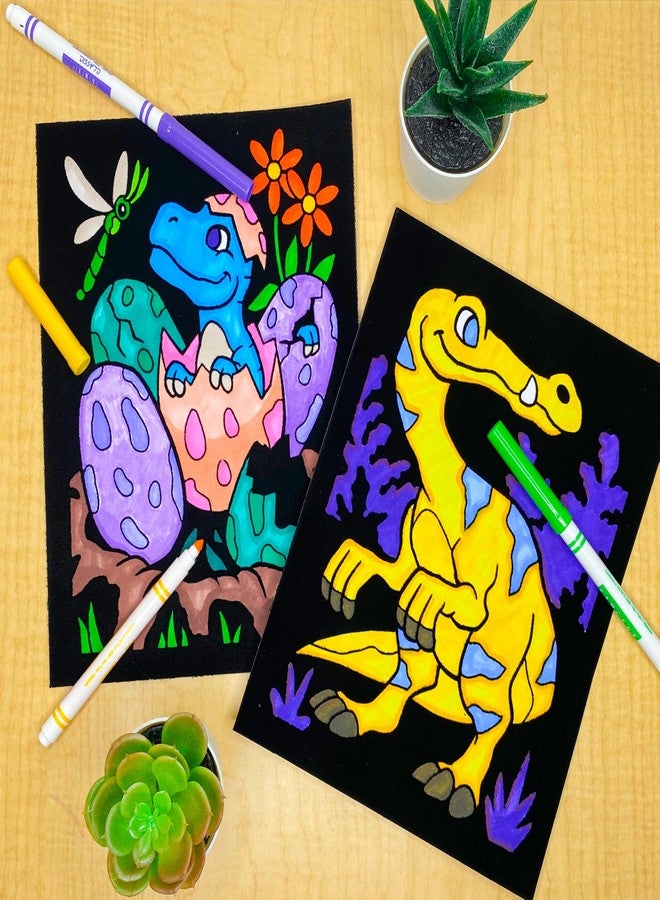 Stuff2Color Super Pack of 18 Fuzzy Velvet Coloring Posters (Dinosaurs Edition) - Arts & Crafts for Boys and Girls - Great for After School, Travel, Quiet Time, Group Activities, and Coloring with Friends - Image 4