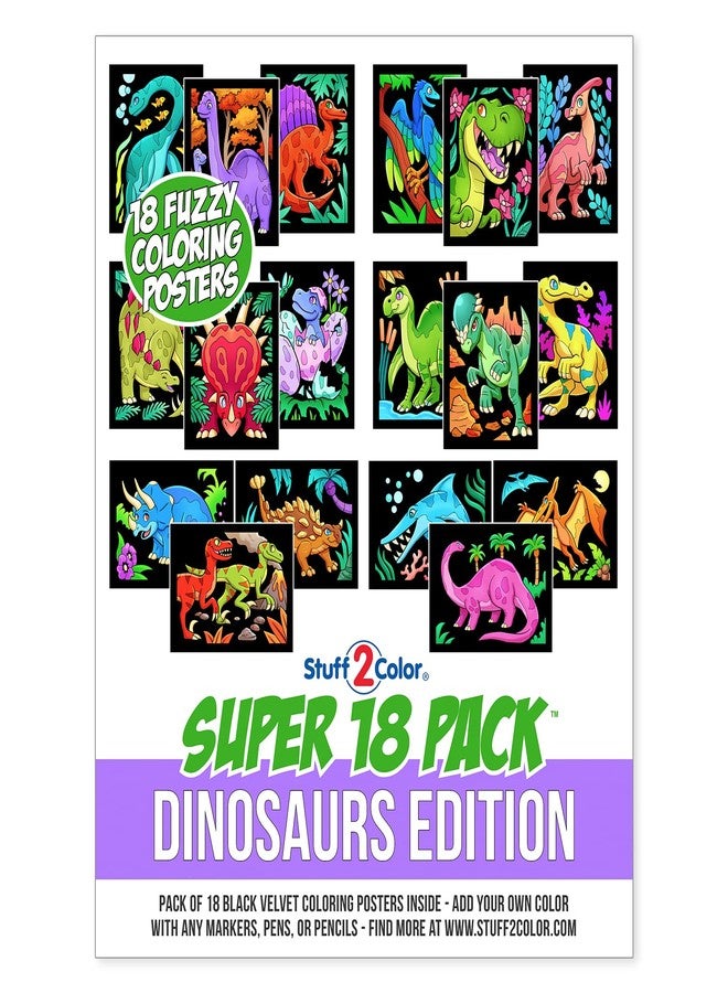 Stuff2Color Super Pack of 18 Fuzzy Velvet Coloring Posters (Dinosaurs Edition) - Arts & Crafts for Boys and Girls - Great for After School, Travel, Quiet Time, Group Activities, and Coloring with Friends - Image 3