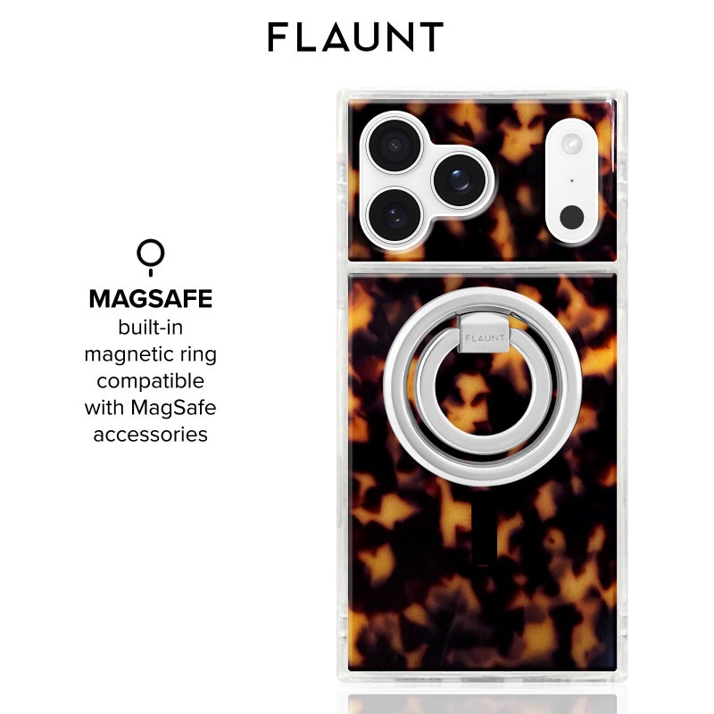 Flaunt Official Square Protective Case - Compatible with iPhone 17 Pro Max - Compatible with MagSafe & Wireless Charging - Drop-Tested & Shockproof - (Tortoise Shell) - Image 5