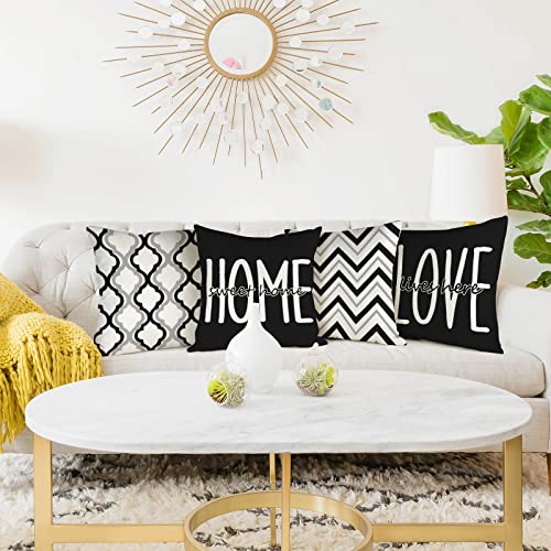 YCOLL Farmhouse Pillow Covers 18x18 Set of 4 Throw Pillow Covers Rustic Linen Decorative Pillows Square Cushion Covers for Couch Sofa Bedroom Home Decor - Image 3