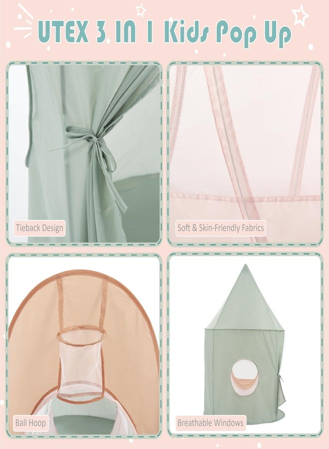 يوتيكس خيمة لعب للأطفال من يوتكس مع نفق، خيمة لعب منبثقة 3 في 1 مع حوض كرات، نفق زحف للأطفال الصغار، الأولاد والبنات، بيت لعب داخلي وخارجي - Image 4