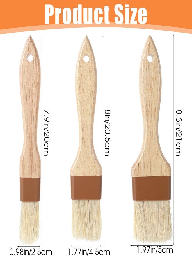Thrymme Pastry Brush Natural Bristle, 3Pcs Natural Bristle Basting Brush, Food Brushes Kitchen Baking Grilling Tools for Cooking and Baking for Marinade Butter Easy Clean - Image 2