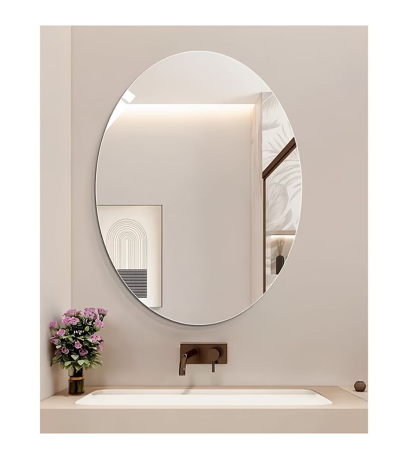 Oval 15.75 23.62 Inch Wall Sticker Makeup Mirror Clear Non Glass Shatterproof Acrylic Full Length Mirror High Definition Soft Mirror For Student Dorm Bathroom Living Room Wardrobe Bedroom - Image 4