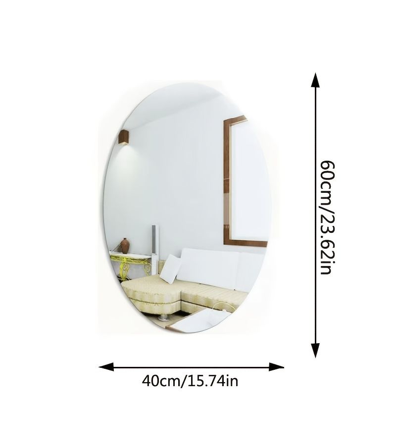 Oval 15.75 23.62 Inch Wall Sticker Makeup Mirror Clear Non Glass Shatterproof Acrylic Full Length Mirror High Definition Soft Mirror For Student Dorm Bathroom Living Room Wardrobe Bedroom - Image 3