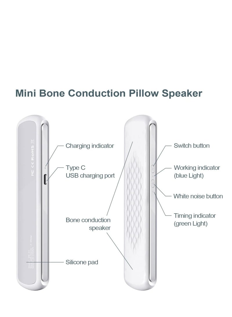 Pillow Speaker Bone Conduction Stereo Mini Portable Bluetooth Sleep Speaker Insomnia White Noise Machine For Deep Sleeping Side Sleepers（White） - Image 2
