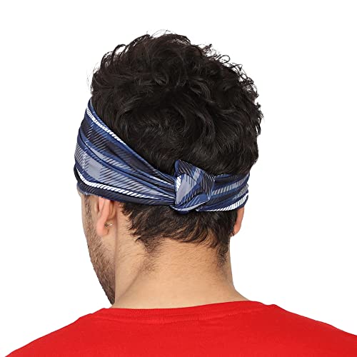 Coreteq Multicolor Sports Sweatband Headband Concealed Seam Micro-Spandex Men and Women (Plaid Blue) Free Size - Image 3