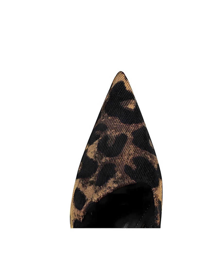 بيج تري المرأة مغلقة أشارت إصبع القدم منتصف الكعب قطة كعب مضخات النمر طباعة 6CM - Image 5