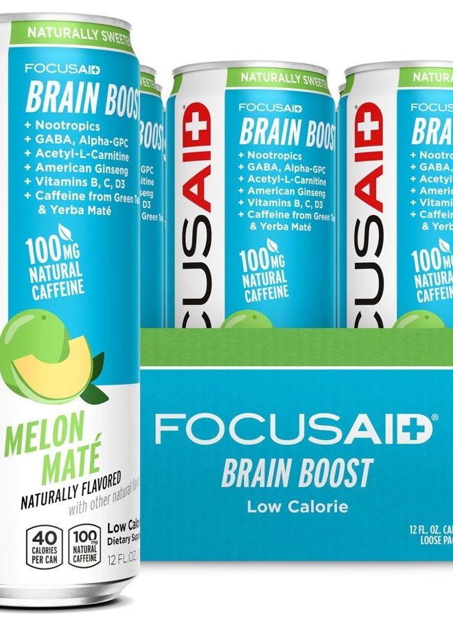 LIFEAID FOCUSAID Energy Blend, Brain Boosting Nootropics Drink, Alpha-GPC, GABA, B-Complex, Yerba Mate, Green Tea, 100% Clean, 100mg Natural Caffeine, 12-oz. can, 12 Pack - Image 1