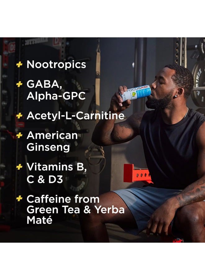 LIFEAID FOCUSAID Energy Blend, Brain Boosting Nootropics Drink, Alpha-GPC, GABA, B-Complex, Yerba Mate, Green Tea, 100% Clean, 100mg Natural Caffeine, 12-oz. can, 12 Pack - Image 2