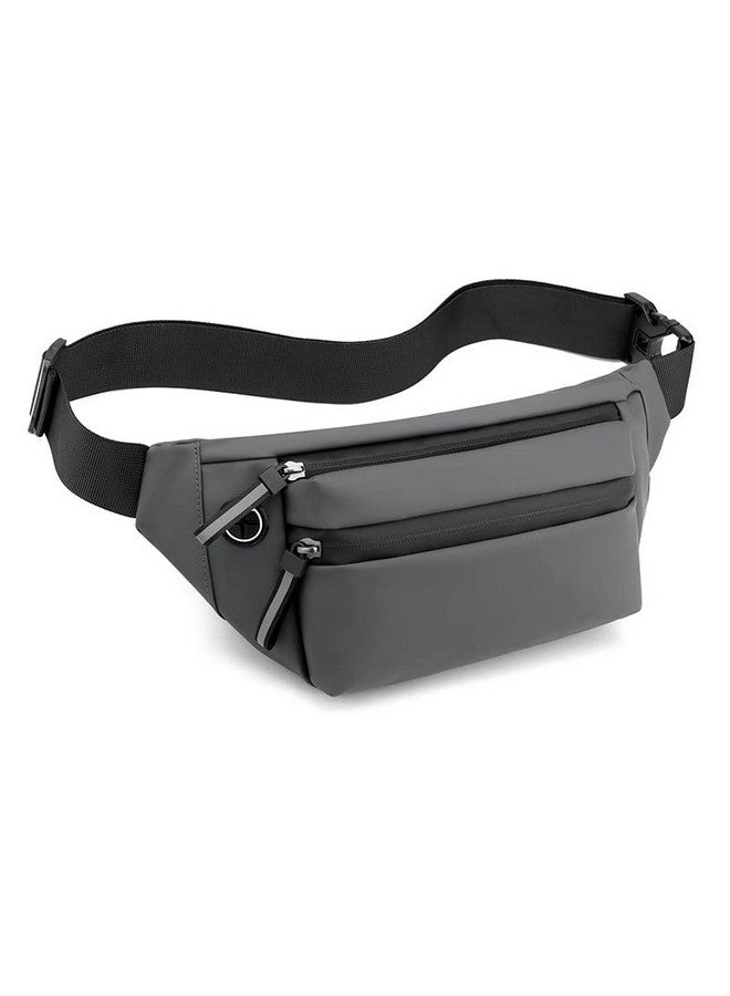 Ketmart Waist Pack Travel Handy Hiking Zip Pouch Document Money Phone Belt Sport Bag for Men and Women and Adult Leather (Grey) - Image 1