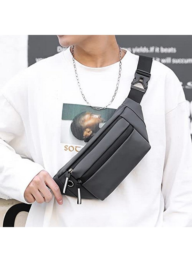 Ketmart Waist Pack Travel Handy Hiking Zip Pouch Document Money Phone Belt Sport Bag for Men and Women and Adult Leather (Grey) - Image 3