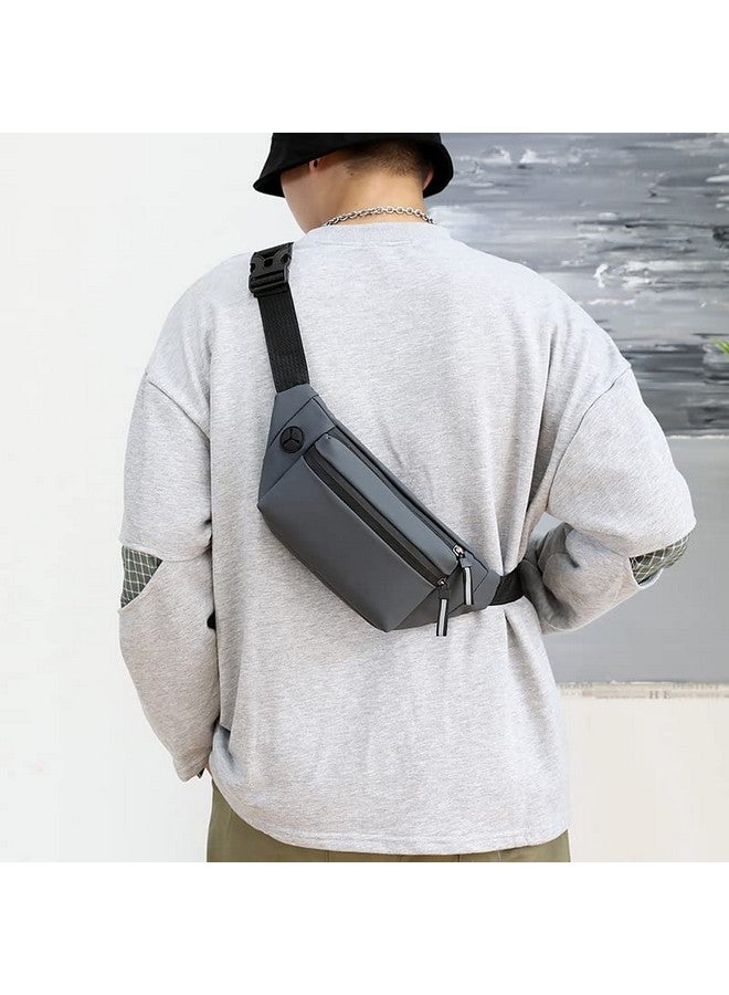Ketmart Waist Pack Travel Handy Hiking Zip Pouch Document Money Phone Belt Sport Bag for Men and Women and Adult Leather (Grey) - Image 2