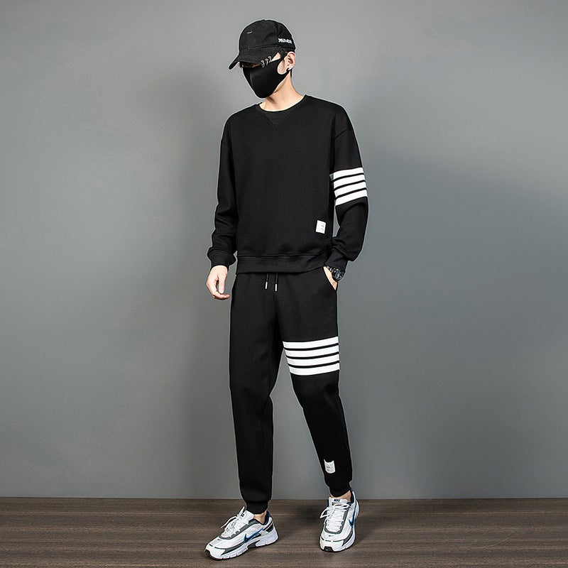 TB Sports suit Mens Four Bar Couples Sweater Pants Long Sleeve Leg Bundles Casual Youth Sports Pants Cover Black  - Image 1