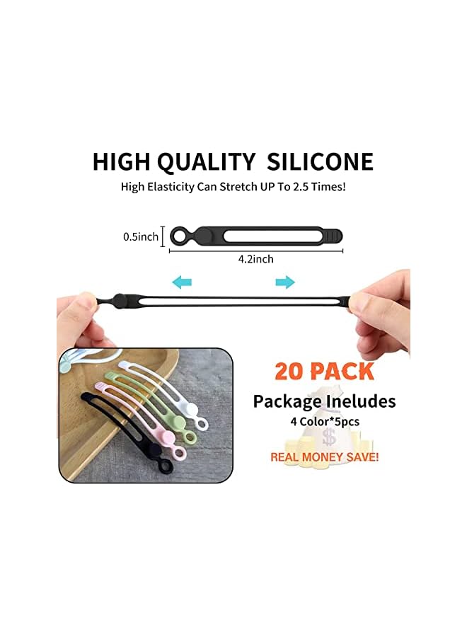LEHSGY Cable Straps 20Pcs, LEHSGY Cable Ties for Bundling and Organizing, Reusable Fastening Cable Ties Wire Organizer for Earphone, Phone Charger, Mouse, Audio, Compute - Image 4