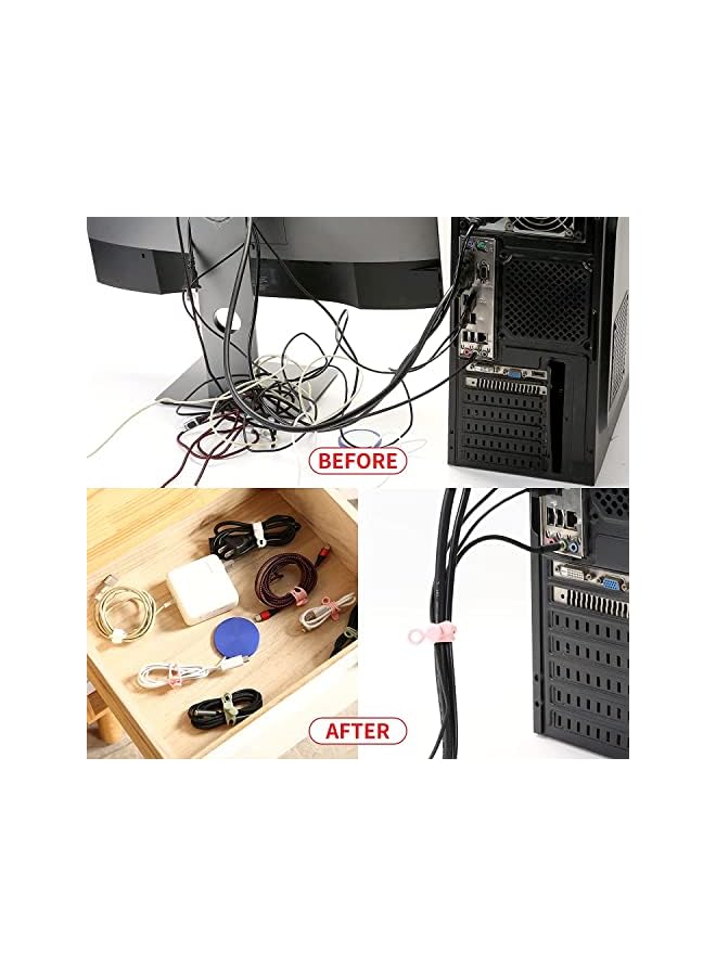 LEHSGY Cable Straps 20Pcs, LEHSGY Cable Ties for Bundling and Organizing, Reusable Fastening Cable Ties Wire Organizer for Earphone, Phone Charger, Mouse, Audio, Compute - Image 3